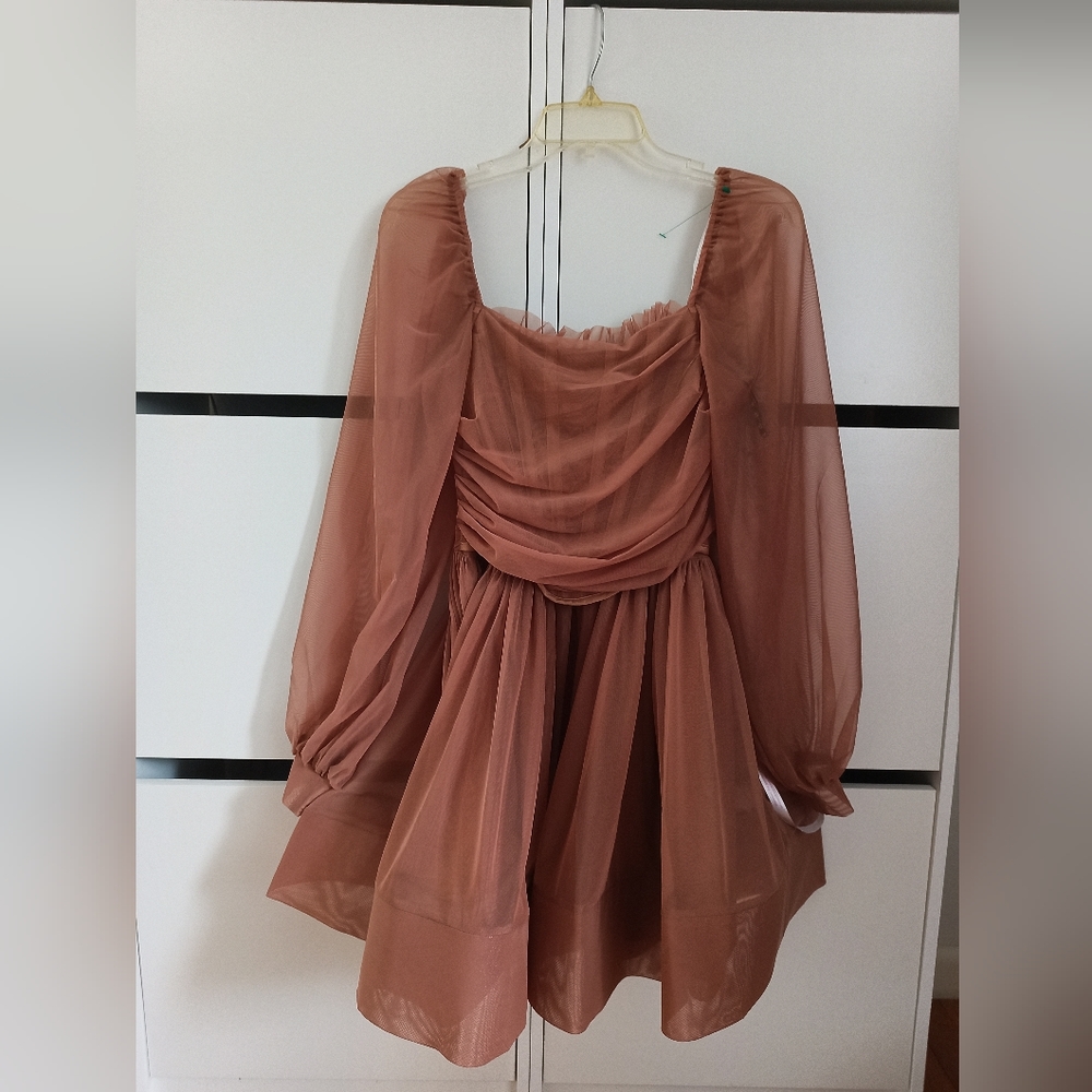 🎄 🎁 NWT Missguided taupe Pink rugged corset dress size 4 us